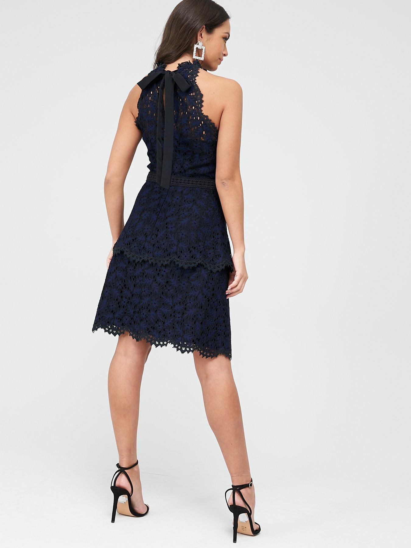 whistles black lace dress