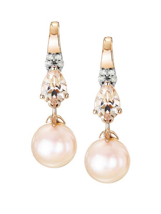 front image of love-gem-9ct-rose-gold-pink-pearl-morganite-and-diamond-earrings