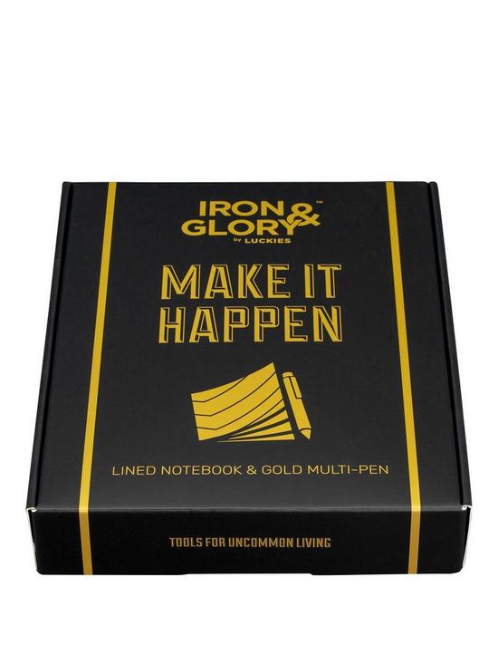 front image of iron-glory-make-it-happen-notebook-amp-pen