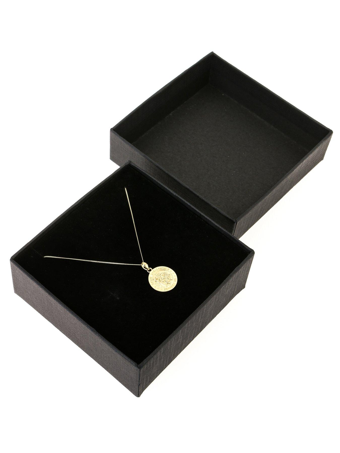  image of the-love-collection-9ct-yellow-gold-st-christopher-14mm-disc-pendant-on-18-inch-curb-chain