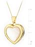  image of love-pearl-9ct-yellow-gold-white-mother-of-pearl-heart-locket-pendant-on-18-inch-curb-chain
