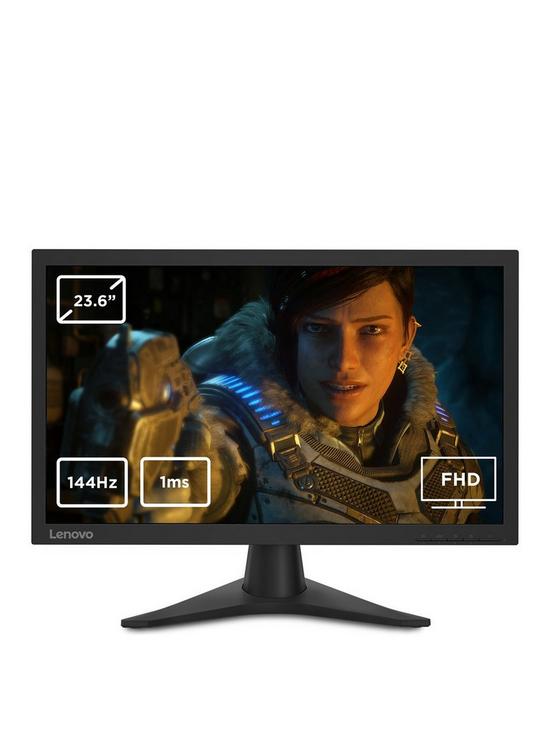 front image of lenovo-g24-10-236in-fhd-1ms-144hz-amd-freesync-console-amp-pc-gaming-monitor-black