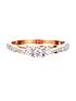  image of love-diamond-9ct-rose-gold-025ct-three-stone-diamond-ring-with-heart-detail-on-shank