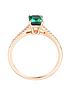  image of love-gem-9ct-rose-gold-octagon-created-emerald-and-009ct-diamond-ring