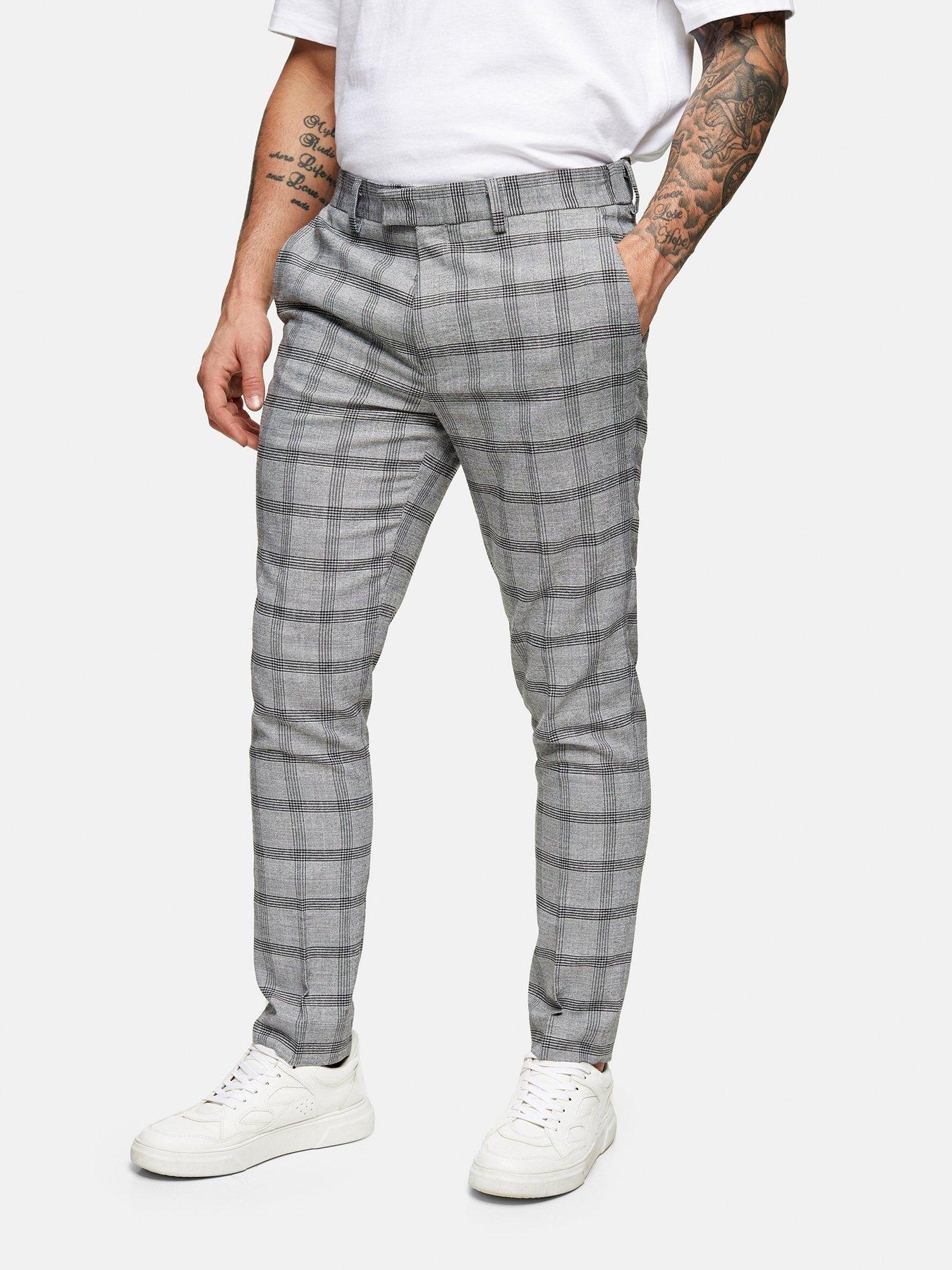 topman grey check trousers