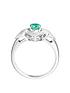  image of love-gem-9ct-white-gold-round-emerald-and-012ct-diamond-bridal-ring