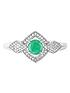  image of love-gem-9ct-white-gold-round-emerald-and-012ct-diamond-bridal-ring