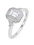  image of love-gem-9ct-white-gold-octagon-aquamarine-and-diamond-ring