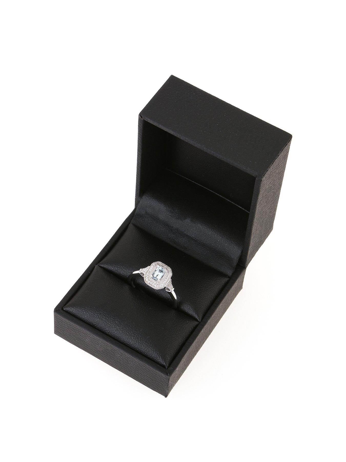 Image 5 of 5 of The Love Collection 9ct White Gold Octagon Aquamarine and Diamond Ring