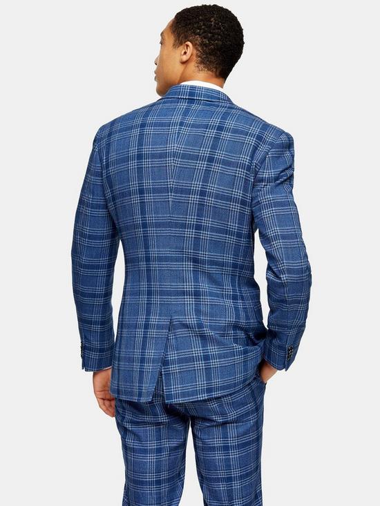 stillFront image of topman-skinny-fit-check-suit-jacket-blue