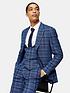  image of topman-skinny-fit-check-suit-jacket-blue