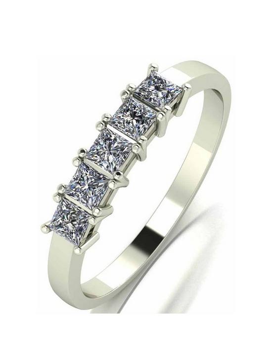 front image of moissanite-9ct-gold-050ct-square-brilliant-eternity-ring