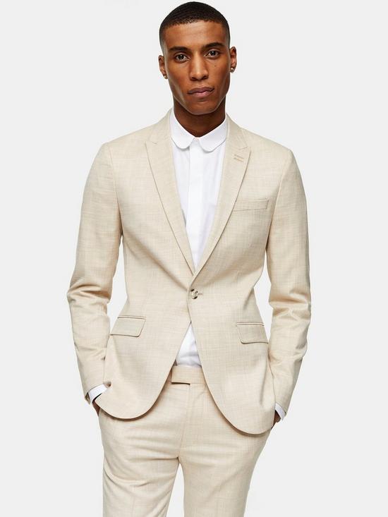 front image of topman-super-skinny-suit-jacket-stone