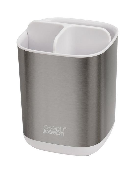front image of joseph-joseph-easystore-steel-toothbrush-caddy