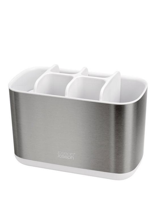 front image of joseph-joseph-easystore-steel-toothbrush-caddy-large