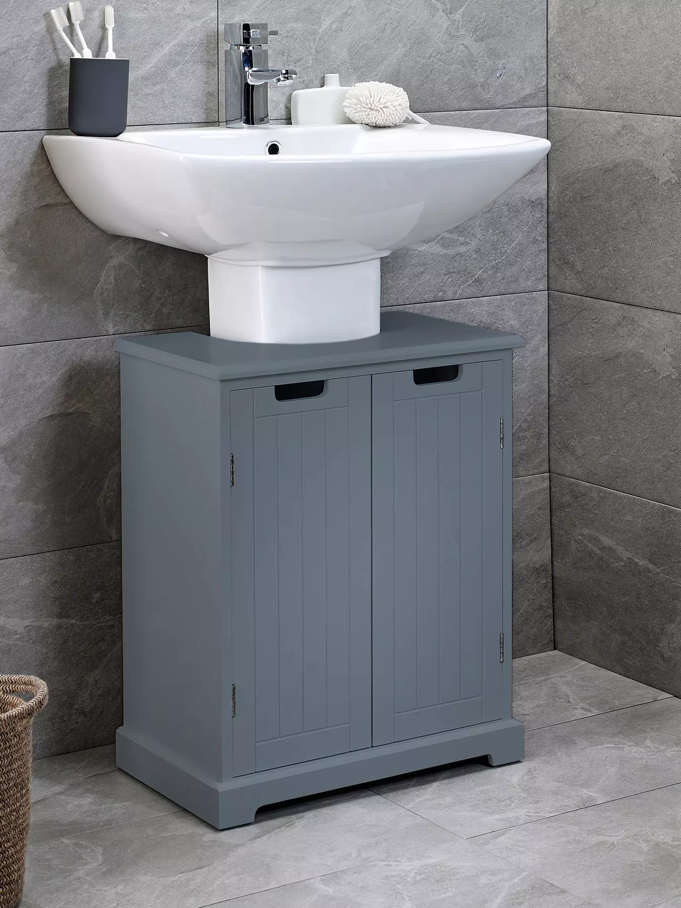 Priano Bathroom Sink Cabinet Under Basin Unit Cupboard Storage Furniture  Grey