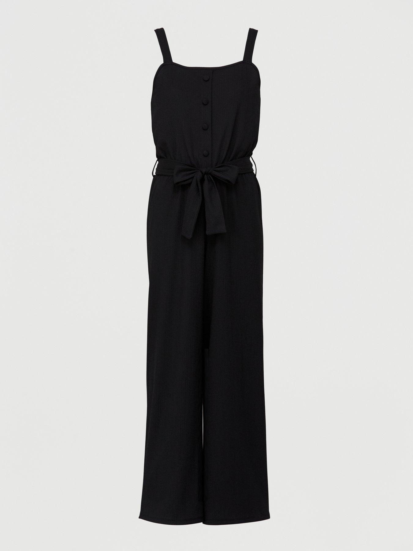 black button front jumpsuit