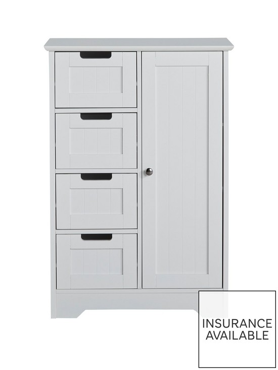 front image of lloyd-pascal-portland-4-drawer-1-door-console-unit-white