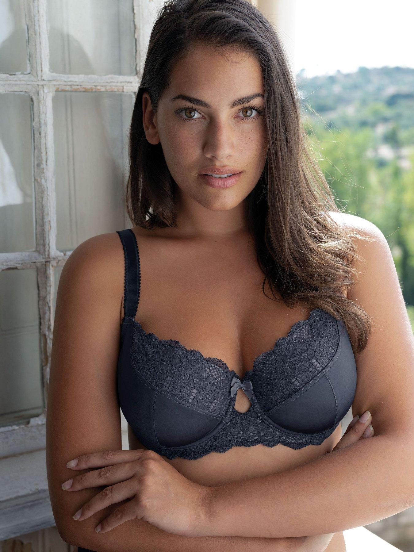 Buy Dark Grey Shine Lace Back Padded Bra 42DD, Bras