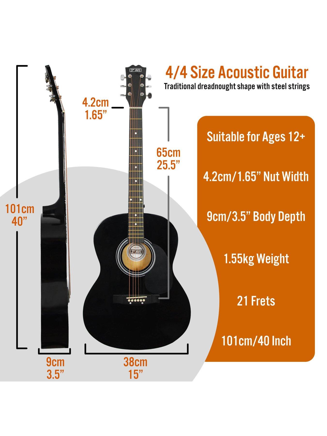 Image 2 of 5 of 3rd Avenue Full Size 4/4 Acoustic Guitar Pack for Beginners - 6 Months FREE Lessons - Black