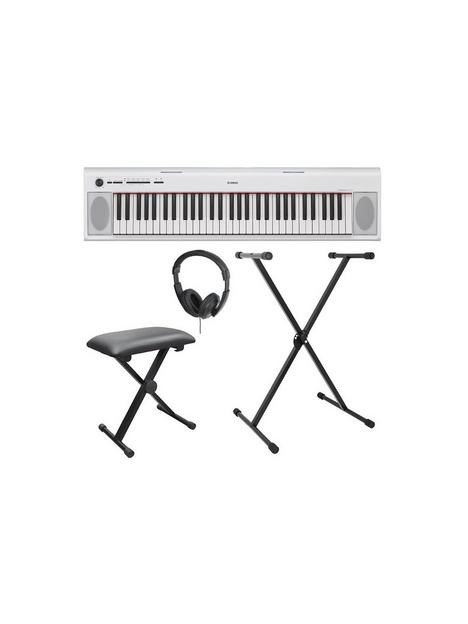 yamaha-piaggero-np12-white-electronic-keyboard-with-stand-bench-headphones-and-online-lessons