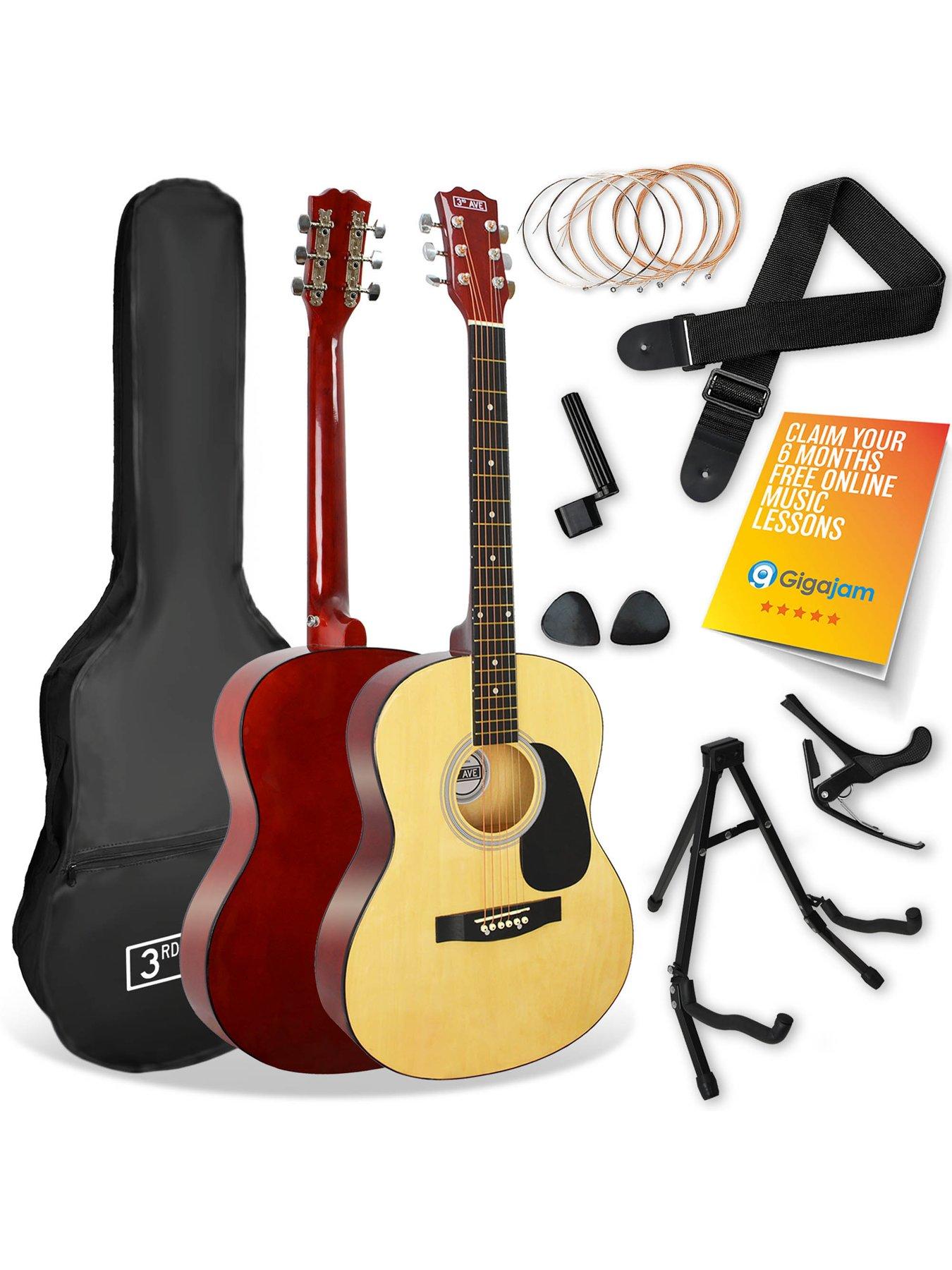 undefined Full Size 4/4 Acoustic Guitar Pack for Beginners - 6 Months FREE Lessons - Natural
