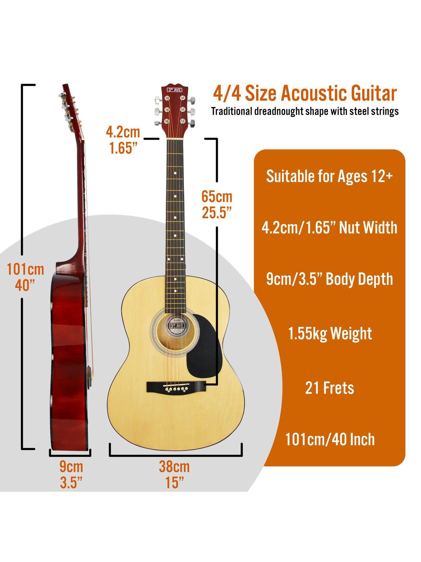 Image 2 of 5 of 3rd Avenue Full Size 4/4 Acoustic Guitar Pack for Beginners - 6 Months FREE Lessons - Natural