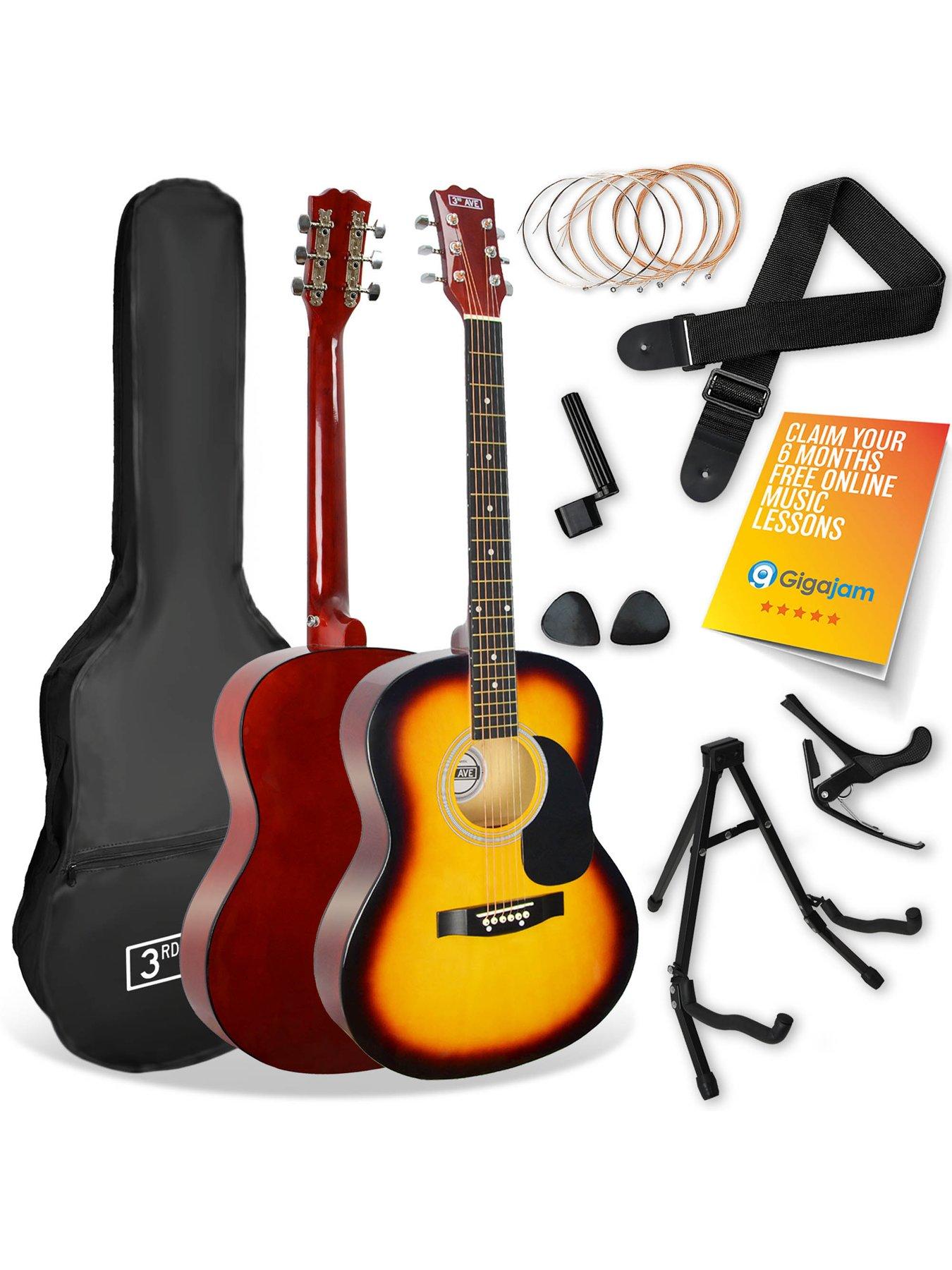 undefined Full Size 4/4 Acoustic Guitar Pack for Beginners - 6 Months FREE Lessons - Sunburst