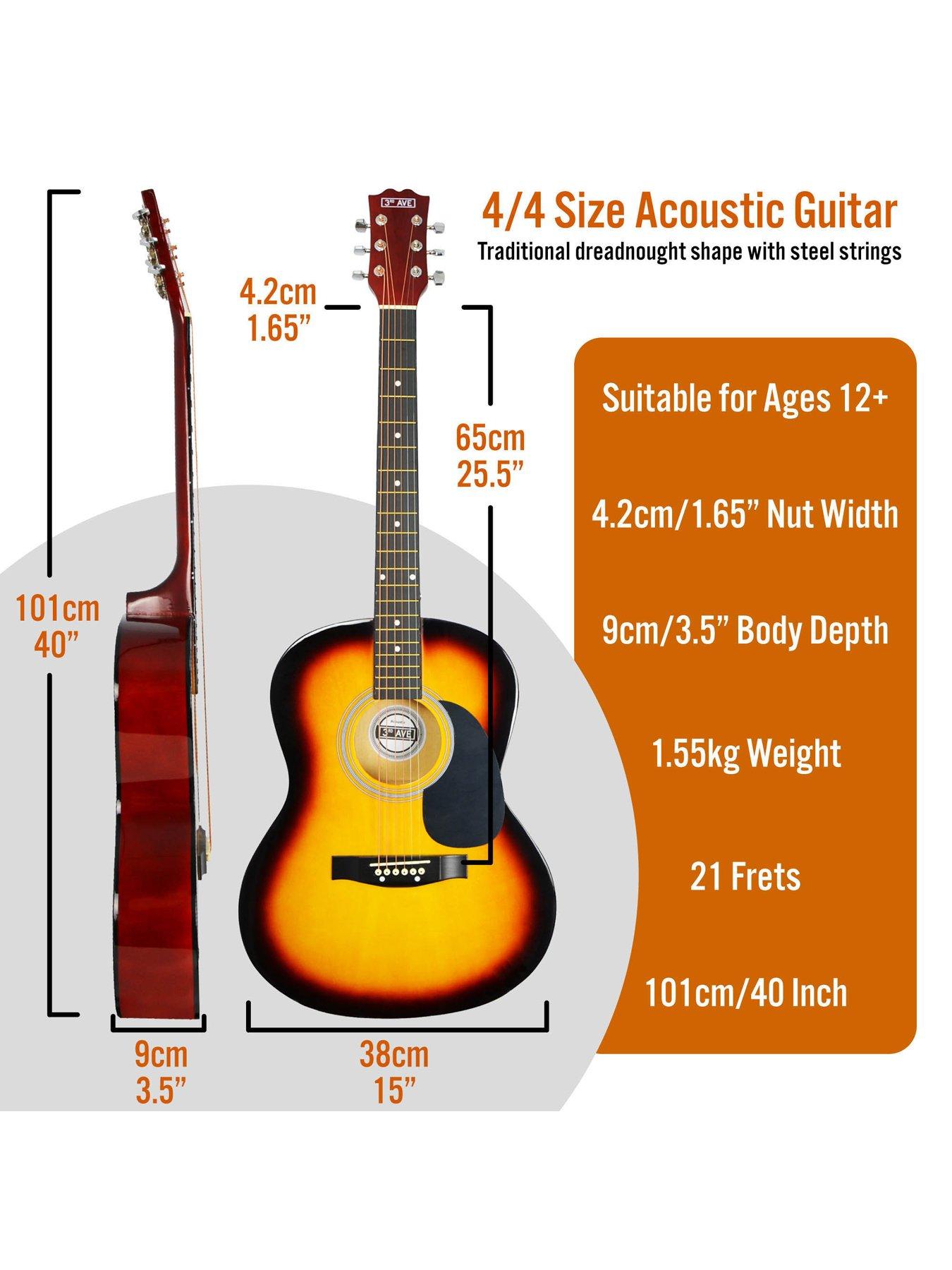 Standard acoustic guitar deals size