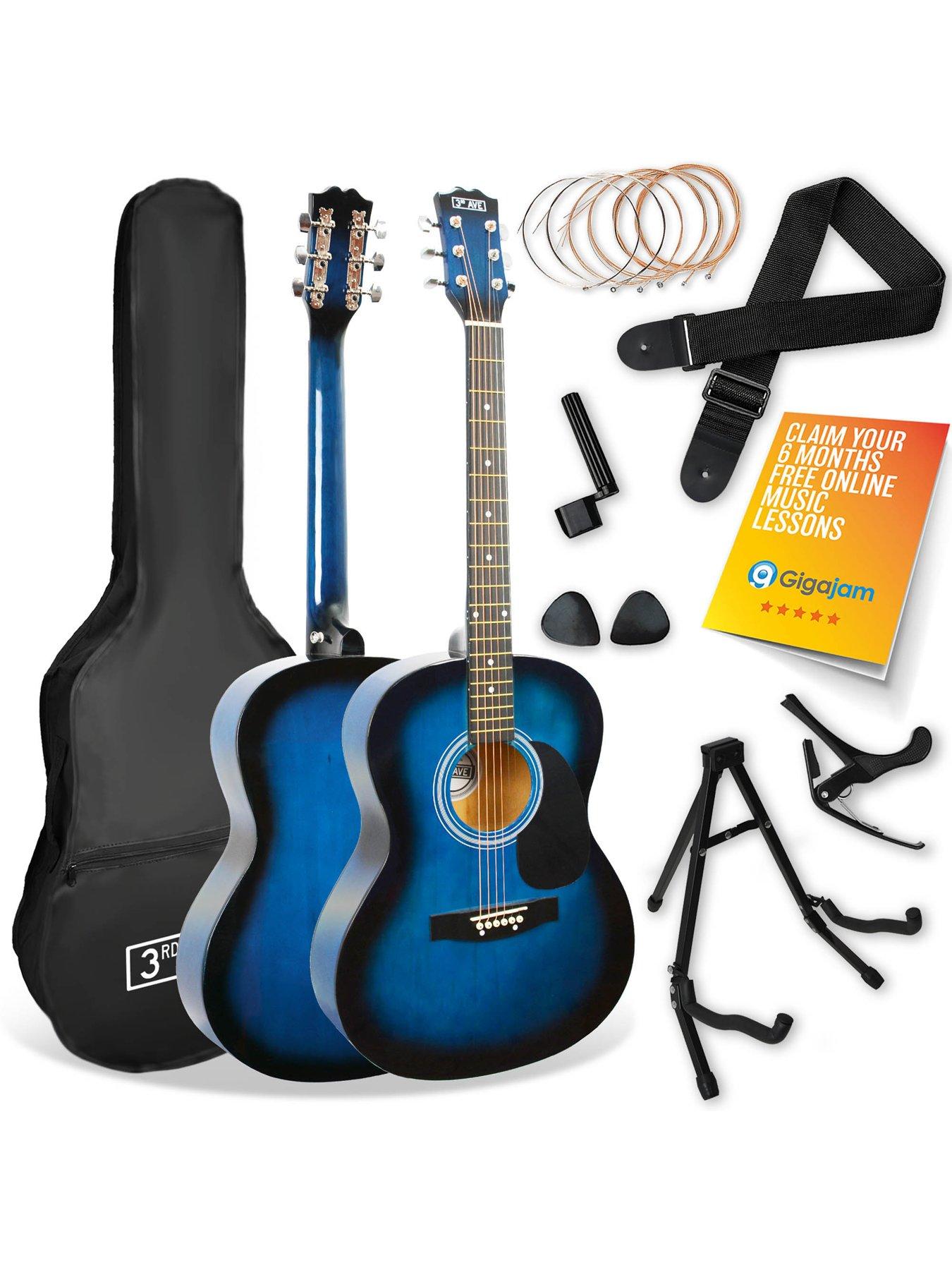 Image 1 of 5 of 3rd Avenue Full Size 4/4 Acoustic Guitar Pack for Beginners - 6 Months FREE Lessons - Blueburst
