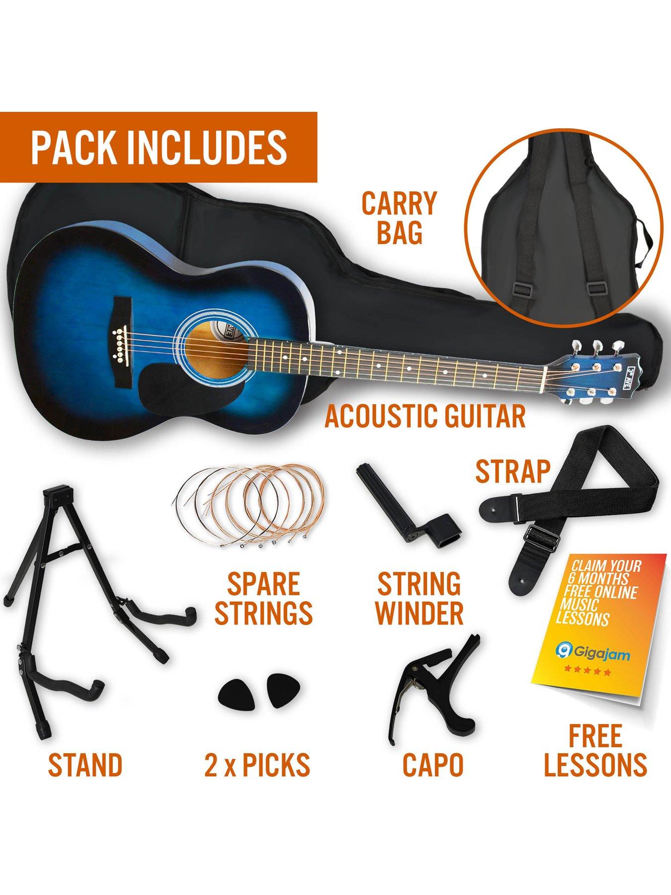 Image 3 of 5 of 3rd Avenue Full Size 4/4 Acoustic Guitar Pack for Beginners - 6 Months FREE Lessons - Blueburst