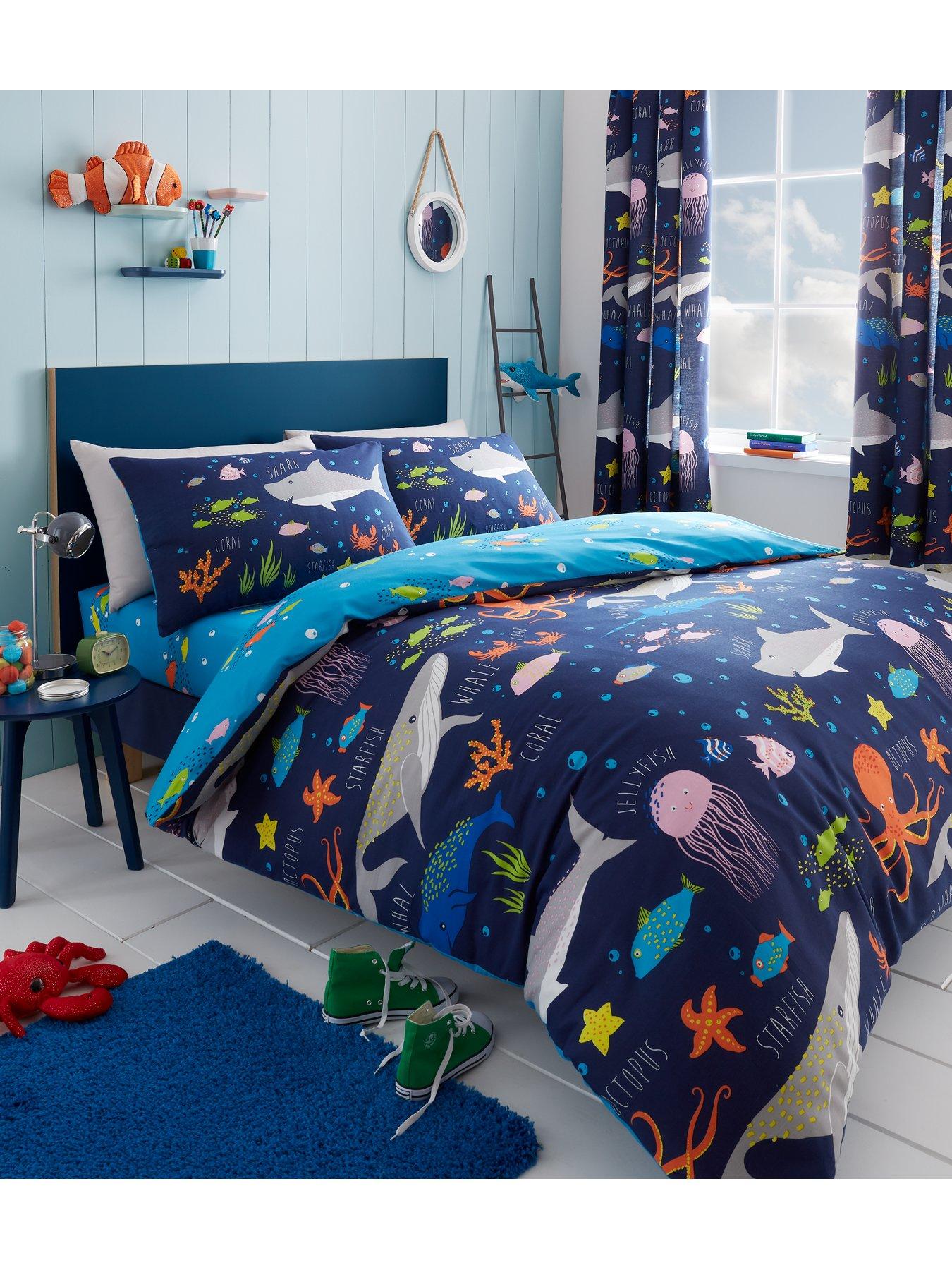 Bedlam Sea Life Glow In The Dark Single Duvet Cover Set - Multi