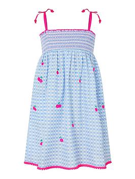 Accessorize Accessorize Girls Cherry Embroidered Dress - Blue Picture