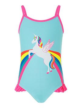 Accessorize Accessorize Girls Retro Placement Unicorn Print Swimsuit -  ... Picture