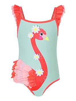 Accessorize   Girls Flora Flamingo Swimsuit - Multi