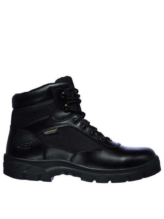 back image of skechers-safety-wascana-work-boots-black