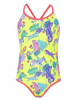 Accessorize   Girls Recycled Wild Jungle Print Swimsuit - Multi