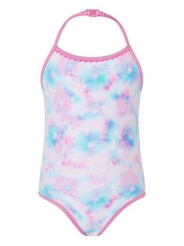 Accessorize   Girls Tie Dye Printed Swimsuit - Pink