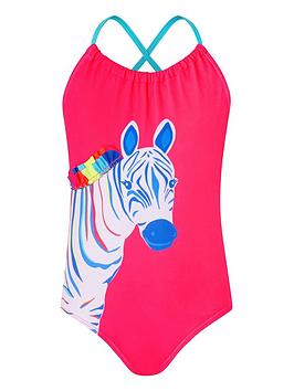 Accessorize   Girls Recycled Zoe Zebra Swimsuit - Multi