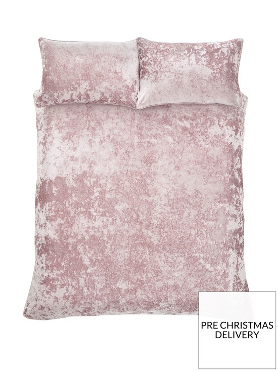 stillFront image of catherine-lansfield-crushed-velvet-duvet-cover-set-blush-pink