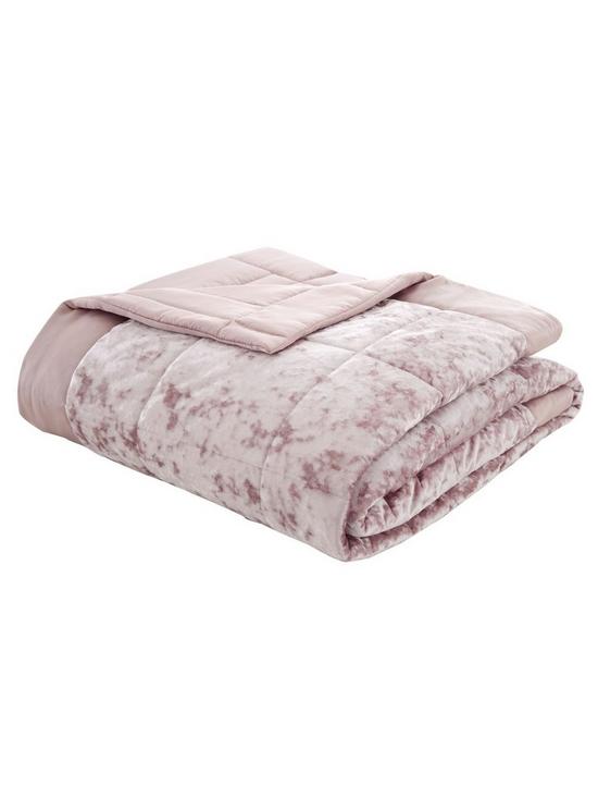 front image of catherine-lansfield-crushed-velvet-bedspread-throw-pink