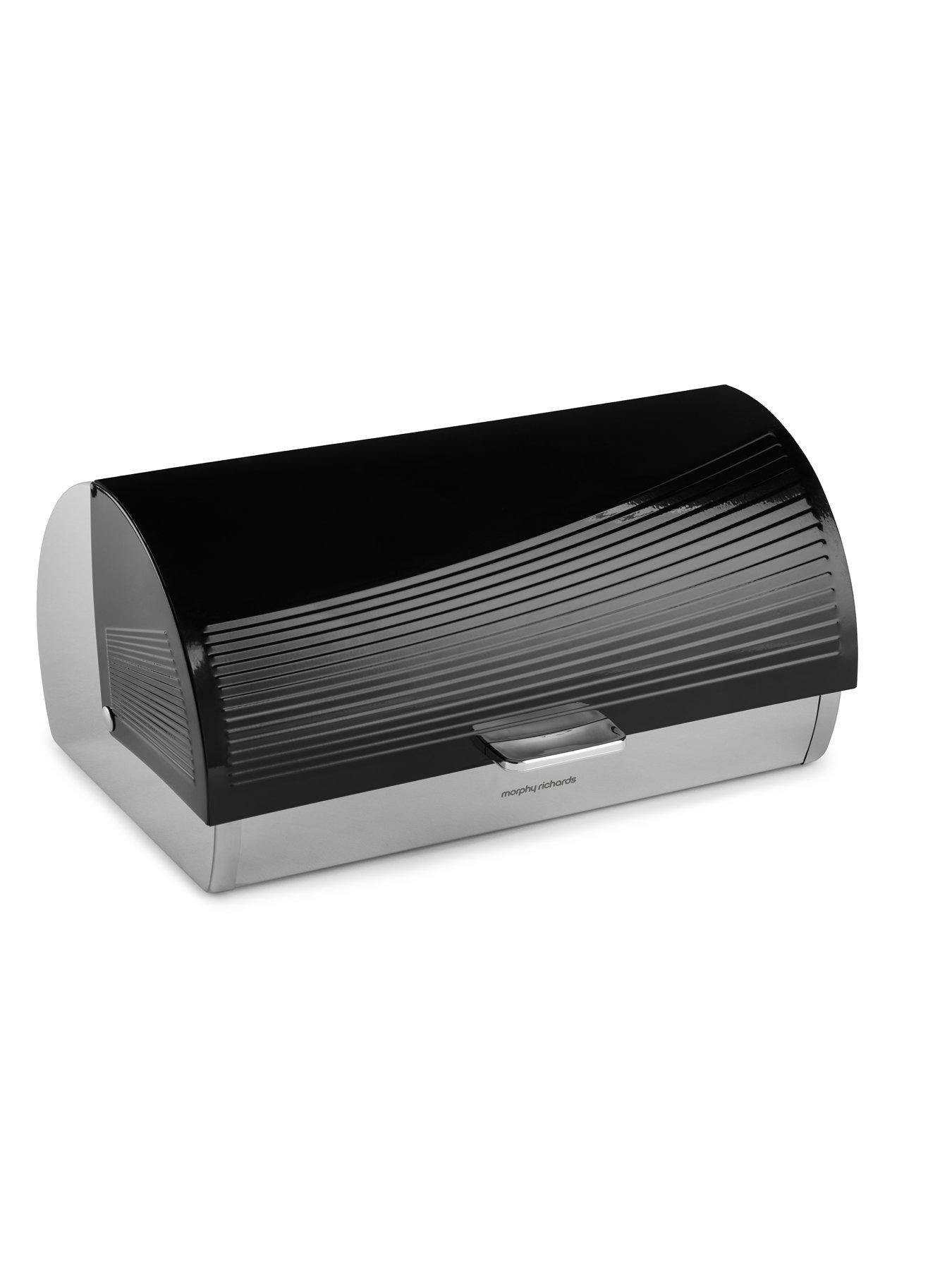 stillFront image of morphy-richards-dune-roll-top-bread-bin-ndash-black