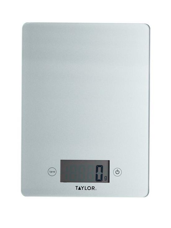 front image of taylor-pro-glass-digital-kitchen-scale-ndash-silver