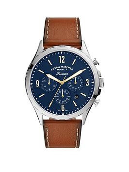 Fossil Fossil Fossil Blue Chronograph Dial Tan Leather Strap Mens Watch Picture