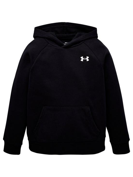 front image of under-armour-rival-cotton-hoodie-black