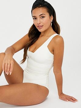 Accessorize   Lexi Mesh Insert Slimming Suit - Ivory