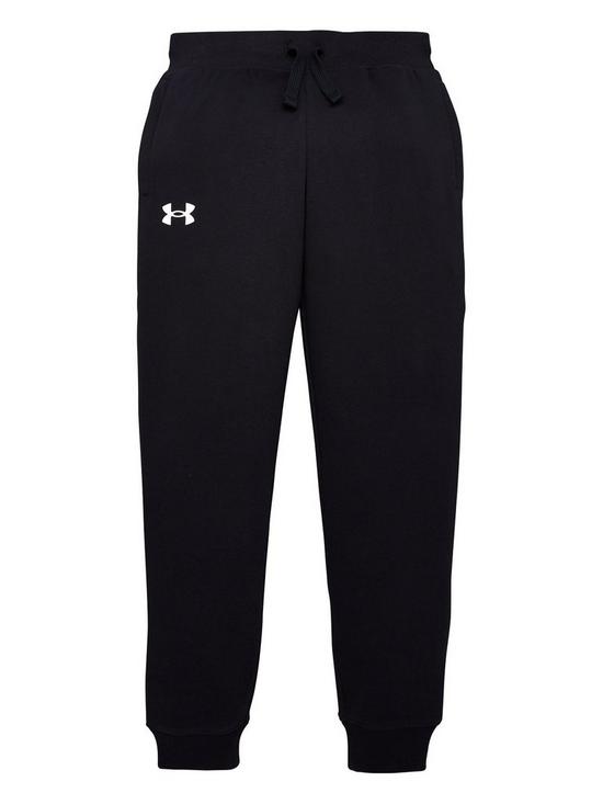 front image of under-armour-childrensnbsprival-cotton-pants-black-white