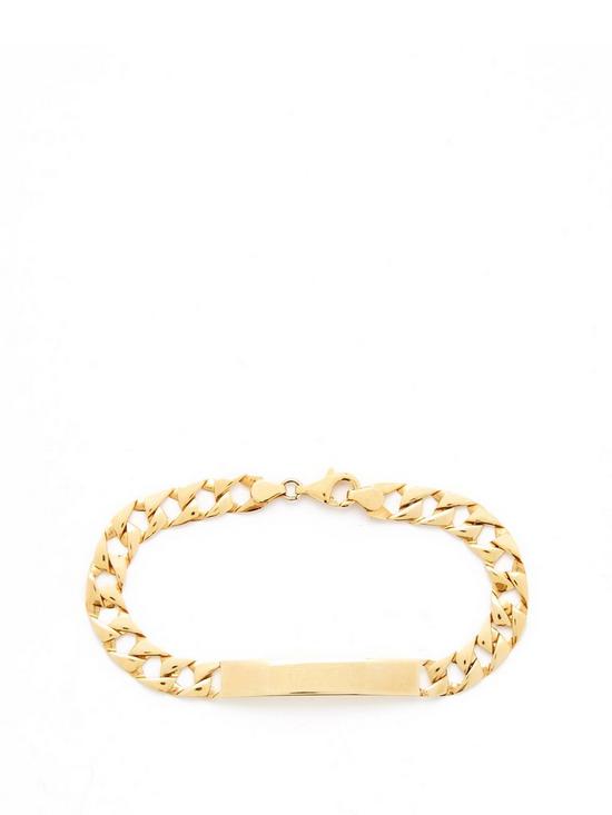 front image of love-gold-9ct-14-oz-gold-id-chain-bracelet