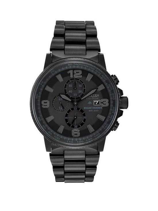 front image of citizen-gents-eco-drive-nighthawk-wr200-watch
