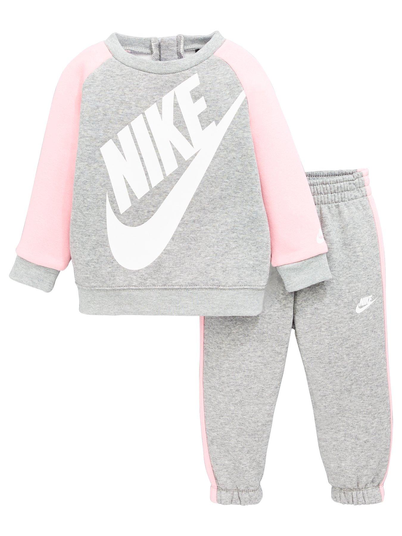 undefined Infant Girls Futura Crew And Jogger Set - Dark Grey